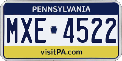 PA license plate MXE4522