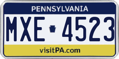 PA license plate MXE4523