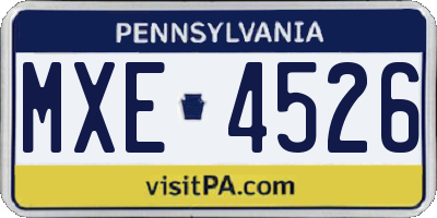 PA license plate MXE4526