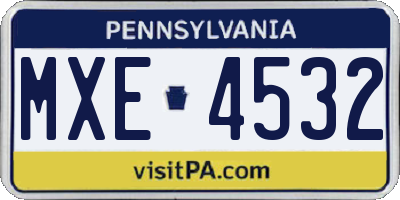 PA license plate MXE4532