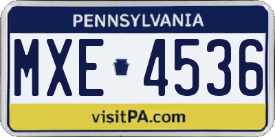 PA license plate MXE4536