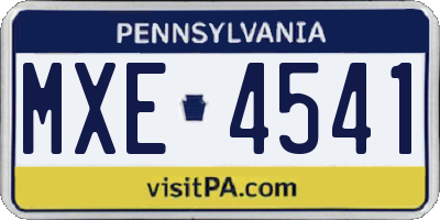 PA license plate MXE4541