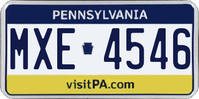 PA license plate MXE4546