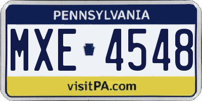 PA license plate MXE4548