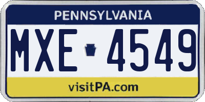PA license plate MXE4549