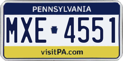 PA license plate MXE4551