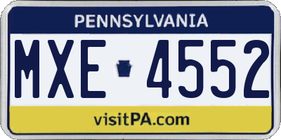 PA license plate MXE4552