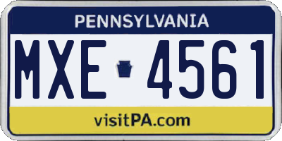 PA license plate MXE4561
