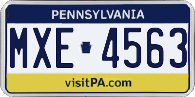 PA license plate MXE4563