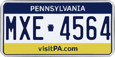 PA license plate MXE4564