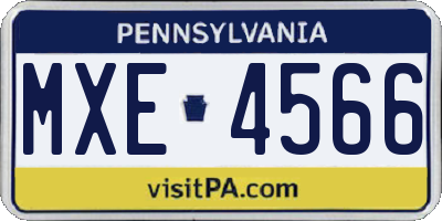 PA license plate MXE4566