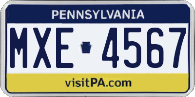 PA license plate MXE4567