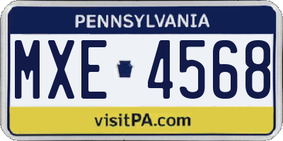 PA license plate MXE4568