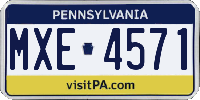 PA license plate MXE4571