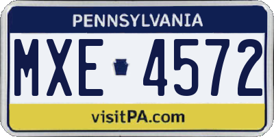 PA license plate MXE4572