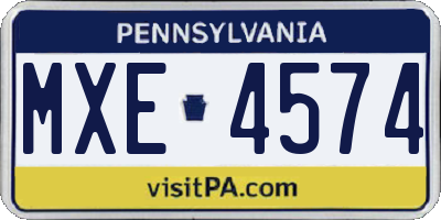 PA license plate MXE4574