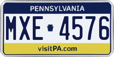 PA license plate MXE4576