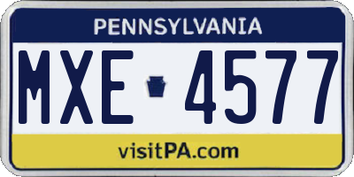 PA license plate MXE4577