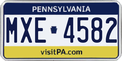 PA license plate MXE4582