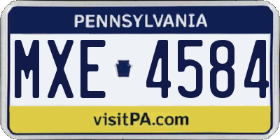 PA license plate MXE4584