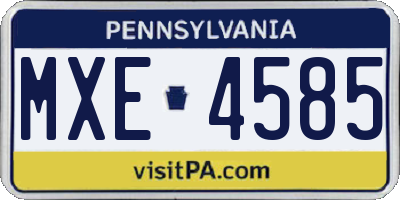 PA license plate MXE4585