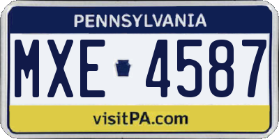PA license plate MXE4587