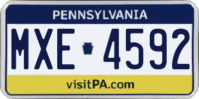 PA license plate MXE4592