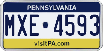 PA license plate MXE4593