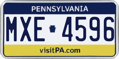 PA license plate MXE4596