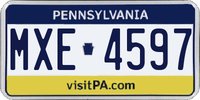PA license plate MXE4597