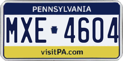 PA license plate MXE4604