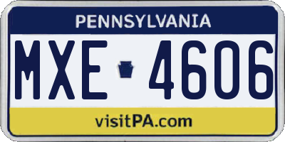 PA license plate MXE4606