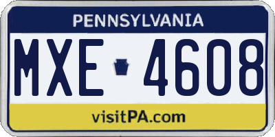 PA license plate MXE4608