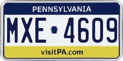 PA license plate MXE4609