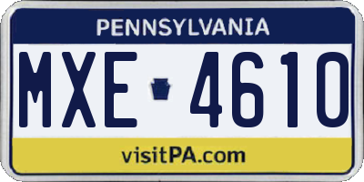 PA license plate MXE4610