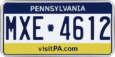 PA license plate MXE4612