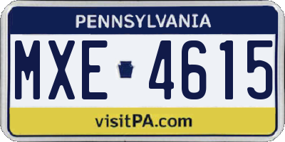 PA license plate MXE4615