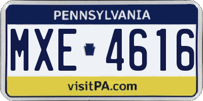 PA license plate MXE4616
