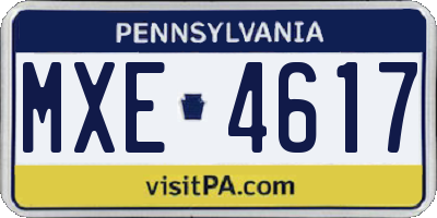 PA license plate MXE4617