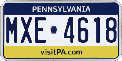 PA license plate MXE4618