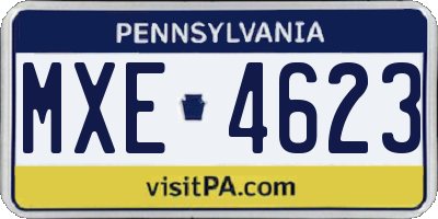 PA license plate MXE4623