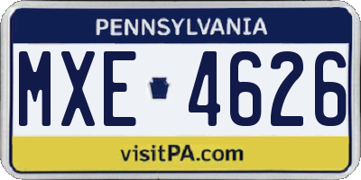 PA license plate MXE4626
