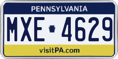 PA license plate MXE4629