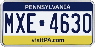 PA license plate MXE4630