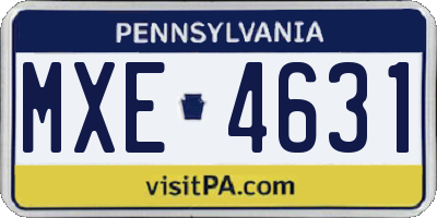 PA license plate MXE4631
