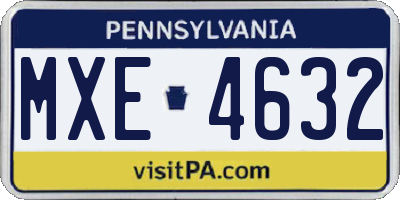 PA license plate MXE4632