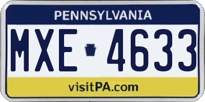 PA license plate MXE4633