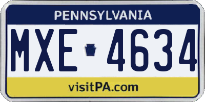PA license plate MXE4634