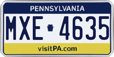 PA license plate MXE4635