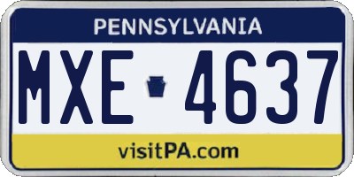 PA license plate MXE4637